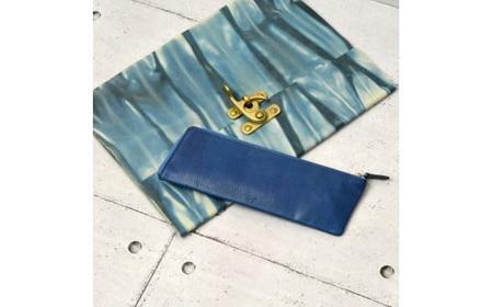 本革 藍染め 10°(じゅうど）ペンケース