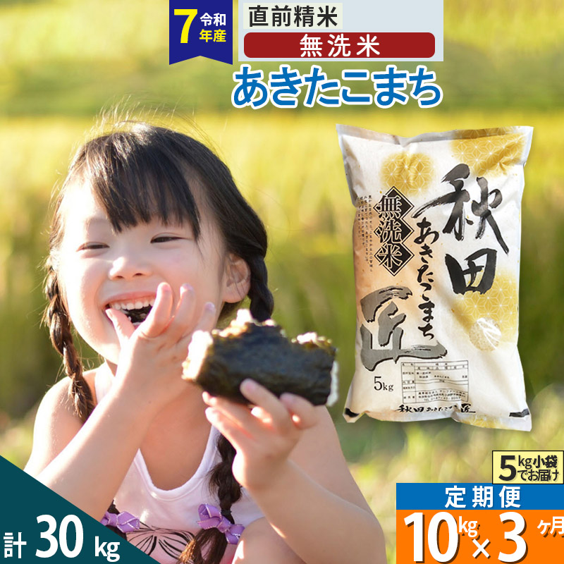 【無洗米】＜令和8年産 新米予約＞《定期便3ヶ月》秋田県産 あきたこまち 10kg (5kg×2袋) ×3回 10キロ お米 匠