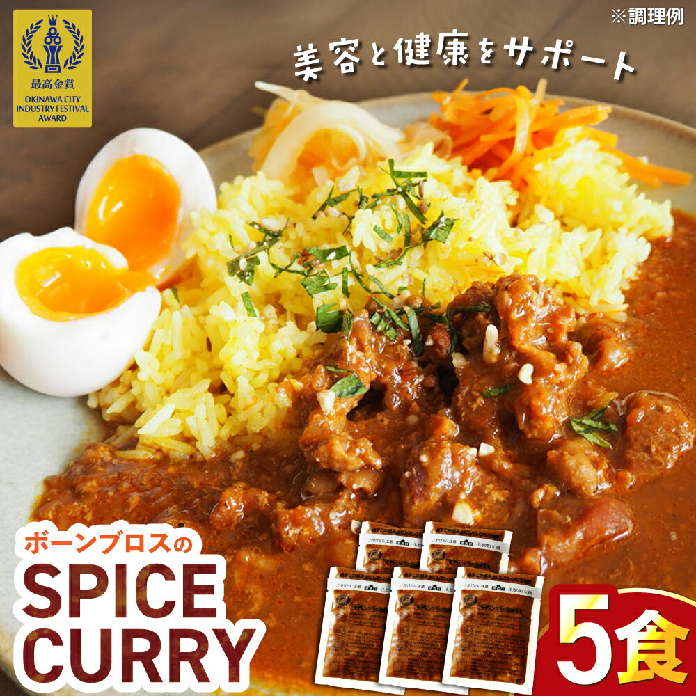 【ふるさと納税】【腸活カレー】ボーンブロスのスパイスカレー (5袋セット) 沖縄市 / BoneBrothFactoryOkinawa[BCAK012]