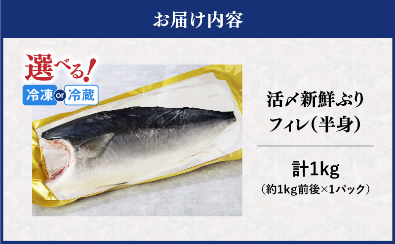 活〆新鮮ぶりフィレ 1枚（半身）　M079-010-01