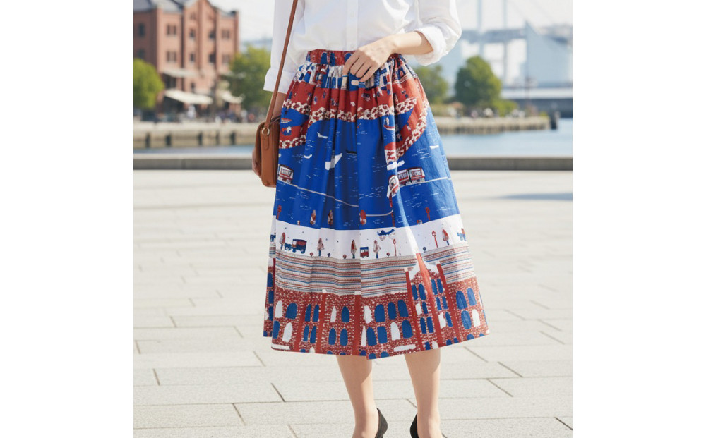 【横浜柄】横浜捺染で染色したスカート