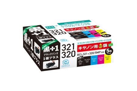 エコリカ【キヤノン用】 BCI-321+320/5MP+320PGBK互換リサイクルインク 5色パック+黒1個プラスお買い得（型番：ECI-C3215P+BK）