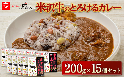 
米沢牛のとろけるカレー (200g×15個セット) 『スパイスキッチン成ス』 山形県 南陽市 [1799]
