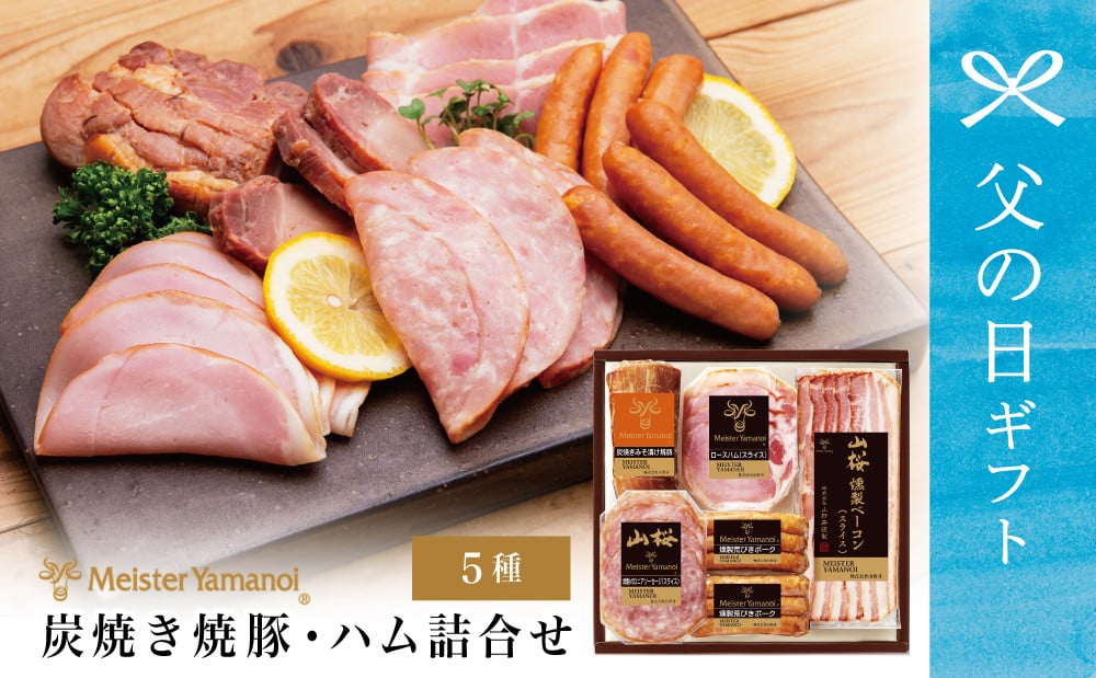 
            【父の日ギフト】 【マイスター山野井】 炭焼き焼豚とハムの詰め合わせ（5種） チャーシュー 焼き豚 ロースハム 燻製荒びきポーク オードブル 惣菜 おかず パーティー 手土産 セット 詰合せ 詰め合わせ 冷蔵 南さつま市 贈り物 ギフト 贈答用
          