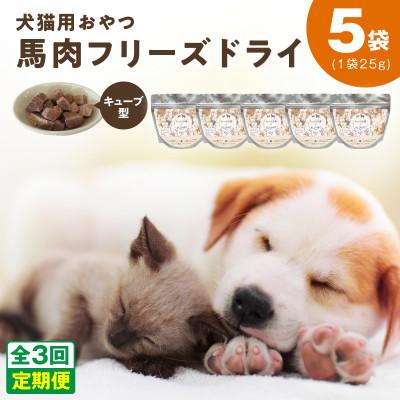 ふるさと納税 泉佐野市 【毎月定期便】馬肉フリーズドライ 犬猫用おやつ 25g×5袋(犬猫用 国産)全3回 099Z358