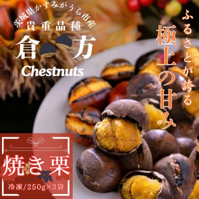 【茨城県産】2026年度産 甘さ抜群!貴重品種『倉方』の焼き栗　250g×3セット(冷凍)【配送不可地域：離島・沖縄県】