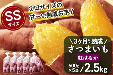 【先行予約】鹿児島県産さつまいも・熟成紅はるか2.5kg ( 500g × 5袋 )SSサイズ｜ さつまいも べにはるか先行予約 野菜 やさい 食品 人気 おすすめ 送料無料 南大隅町（AX72301）