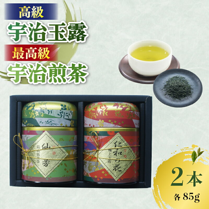 【ふるさと納税】高級 宇治玉露 ・ 最高級 宇治煎茶 各85g缶入り 詰め合わせ セット 茶葉 旨み 香り 日本茶インストラクター厳選 お茶 日本茶 国産 飲料 高級 最高級 京都府【014】