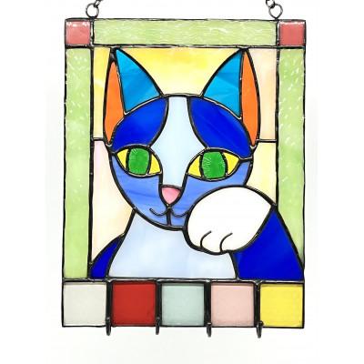 ふるさと納税 東村山市 ステンドグラス製　幸運の招き猫の壁掛キーフック