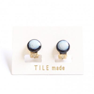 ふるさと納税 瑞浪市 【美濃焼】紫むらタイルイヤリング(直径10mm)