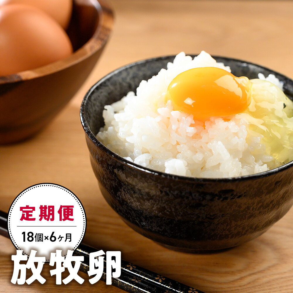 【ふるさと納税】【6ヵ月定期便】放牧卵 18個×6ヶ月 卵 たまご タマゴ 玉子 鶏卵 山梨 黒富士農場 産みたて 新鮮 自然卵 放牧卵 たまごかけご飯 平飼い 定期便 冷蔵 山梨県 甲斐市 B-21