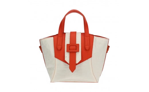 【秋の大感謝祭開催中！飛騨牛が抽選で当たる】【和然WASHIKA】和紙×牛革ベルトデザインBAG カラー：オレンジ