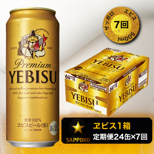 T0023-2207　【定期便7回】エビスビール500ml×1箱(24缶)