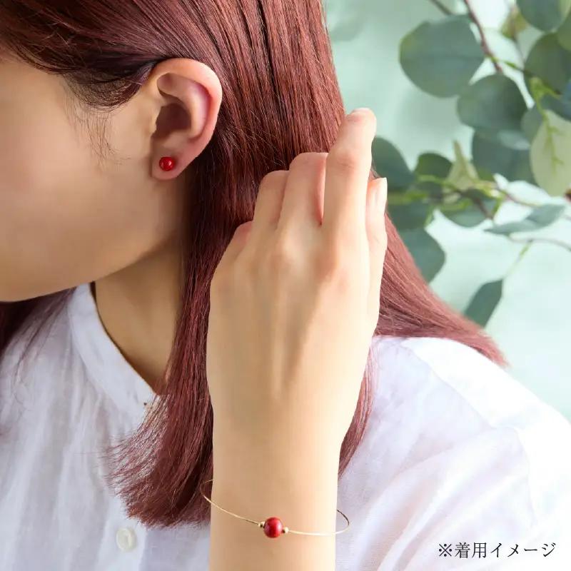 うるしのピアスセット　赤　wa110　うるし　ピアス　ブレスレット