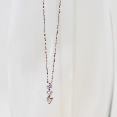 ふるさと納税 大津市 【10金 ラボダイヤネックレス 0.313ct】50cm トリロジーペンダント 優しい透明感 K10