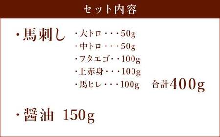 【2025年4月以降順次発送】【純国産熊本肥育】桜牧場 馬刺し 霜降り 赤身 セット 5種 計400g