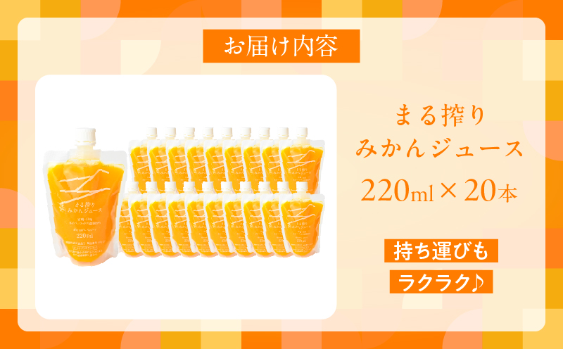 果汁 100％ まる搾り みかん ジュース 220ml×20本 機能性表示食品 飲料 ソフトドリンク 果物 フルーツ 柑橘 ミカン シャーベット 国産 人気 おすすめ ギフト おすそ分け お土産 贈り