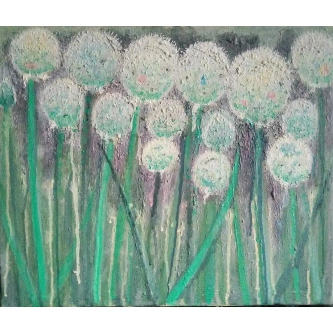 【 限定 1点 】「 ネギ坊主 」  絵画 アート インテリア 花 一点物