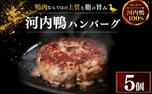 【河内鴨100％】 鴨肉 ハンバーグ 100g×5個 鴨 かも肉 カモ肉 かも 鴨ハンバーグ 国産 大阪 松原市