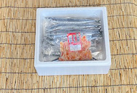 【北海道根室産】生さんま5尾×5P・花咲かにむき身300g×1P C-76005