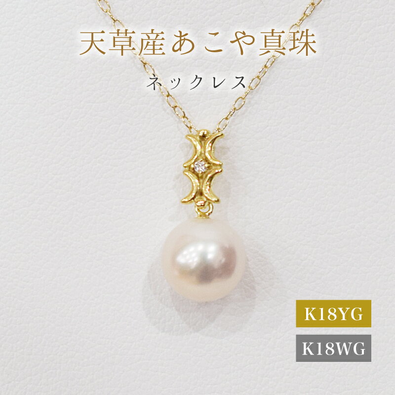 【ふるさと納税】ネックレス ペンダント あこや真珠 8mm - 8.5mm ダイヤモンド 0.01ct 真珠 パール ホワイトピンク 選べる 金具 K18YG K18WG アクセサリー ジュエリー 品質保証書 ジュエリーケース 真珠てりクロス お取り寄せ 熊本県 天草市 送料無料