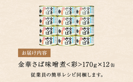 金華さば 味噌煮 ＜彩＞ 12缶 セット さば サバ 鯖 缶詰 缶 味噌 ミソ みそ煮 魚介 魚介類 魚