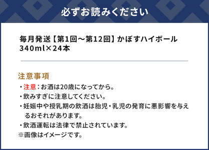 【12ヶ月定期便】かぼすハイボール 340ml×24本 毎月1回 計12回 チューハイ カボスサワー ハイボール 大分県産 九州産 津久見市 国産 送料無料