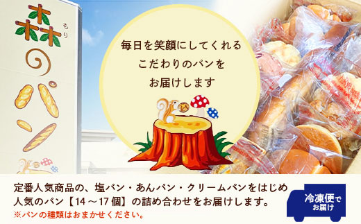 【2ヵ月毎定期便】森のパン おまかせ焼き立てパン 詰め合わせ【14〜17個】GG5-0015全6回【配送不可地域：離島】【4075014】