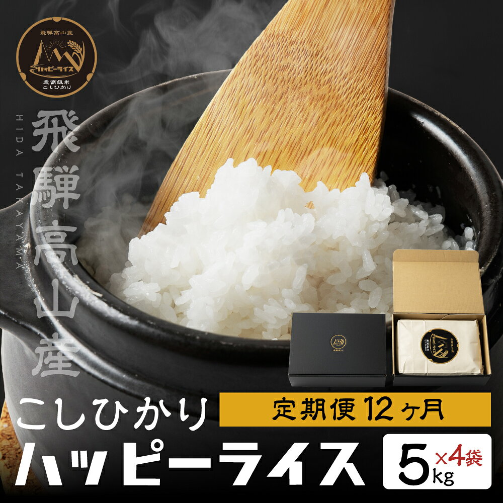 【ふるさと納税】【定期12回】ハッピーライス 20kg (5kg×4袋) × 12回 コシヒカリ | 米 白米 ハッピープラス JQ106