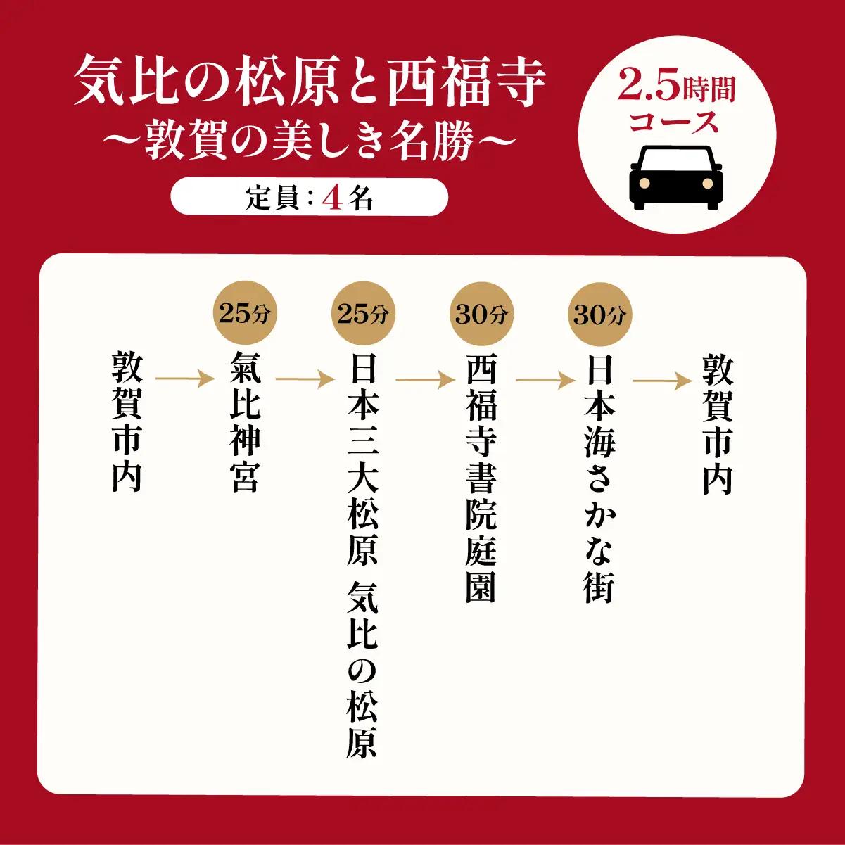 観光タクシー 敦賀の美しき名勝プラン (2.5時間) [067-a001]