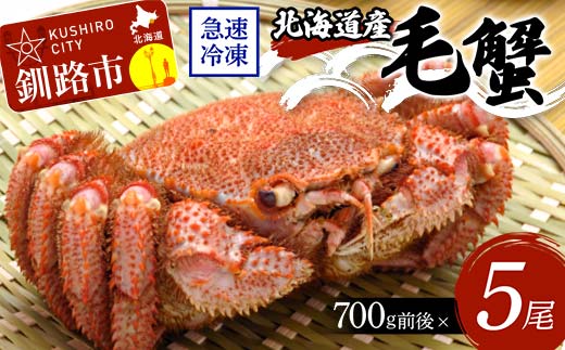 北海道産毛蟹700g前後×5尾 北海道 カニ 毛ガニ 毛蟹 かに かに味噌 急速冷凍 活蟹 活毛蟹 活毛ガニ _F4F-8654