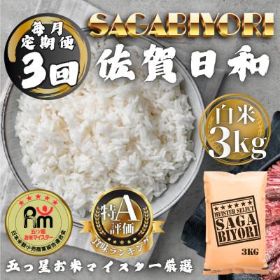 ふるさと納税 多久市 【毎月定期便】さがびより白米3kg(多久市)全3回