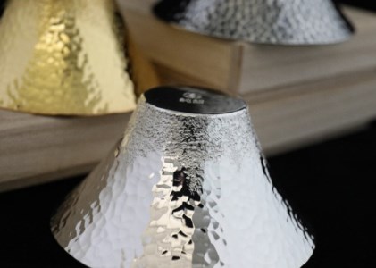 純銀製ぐいのみ　山梨富士（白）K037896-H