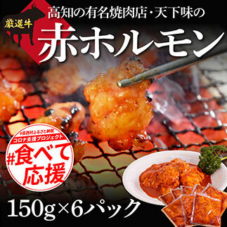 TKA003　赤ホルモン 天下味オリジナル本格コチュジャンダレ漬け（150g×６パック） 高知市共通返礼品 人気 牛肉 お肉 小腸 焼き肉 タレ 焼肉 BBQ バーベキュー 冷凍 小分け おつまみ ど