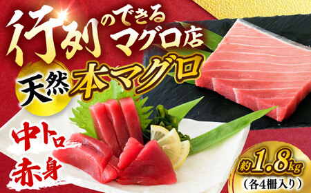 天然 本まぐろ 中トロ＆赤身 各4柵（計約1.8kg）  【横須賀商工会議所 おもてなしギフト事務局（本まぐろ直売所 横須賀本店）】[AKAK108]