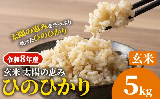 【令和8年産】岡山県産 ひのひかり 5kg 太陽の恵み 玄米 奥山営農《10月下旬頃出荷》岡山県 笠岡市 送料無料 米 お米 こめ