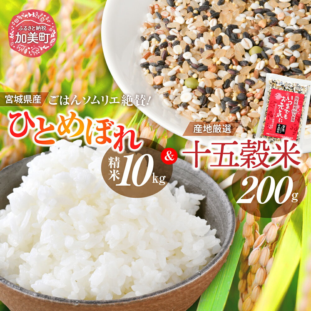 【ふるさと納税】米 白米 令和7年産 宮城県産 ひとめぼれ 精米 10kg 雑穀 ブレンド 国産 100% 十五穀米 200g セット | sg-hb10-15k 菅原商店 ｜ 宮城県 加美町