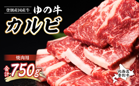 登別産国産牛ブランド【登別牧場ゆの牛(うし)】 手切りカルビスライス 750g