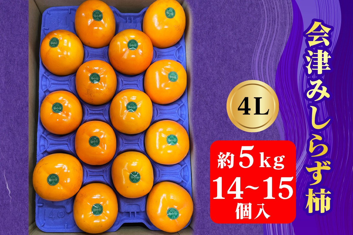 
            会津身しらず柿 4L (14個から15個入り) 約5kg 果樹園 壱心産｜会津若松 果物 フルーツ 柿 身知らず みしらず かき カキ 会津身不知柿 令和7年 2025年 旬 [0951]
          