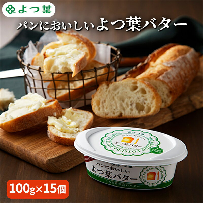 【ふるさと納税】よつ葉 「パンにおいしいよつ葉バター」100g×15【 よつ葉 パンにおいしいバター おすすめ ランキング トースト 塗りやすい 有塩 高級 比較 北海道 十勝 幕別 】