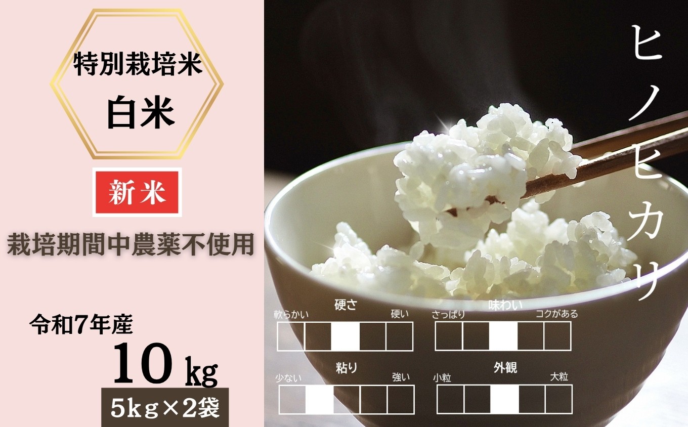 
            ＜令和7年産新米 ＞佐賀県産特別栽培米ヒノヒカリ 白米10㎏（栽培期間中農薬不使用）［A0212-0006］
          