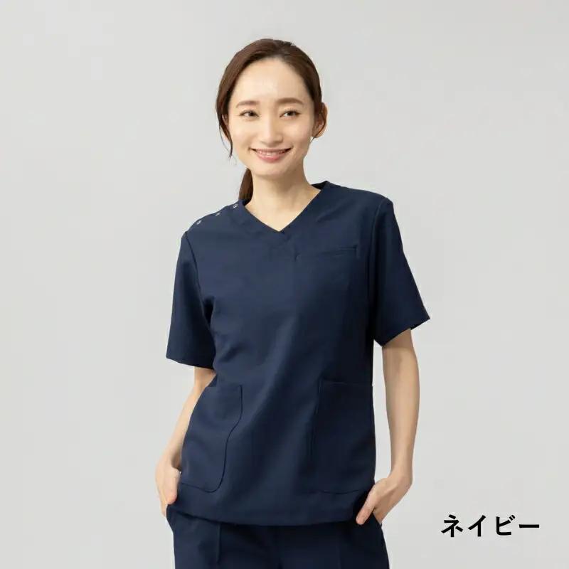 レピウスの白衣 【レディース】スクラブ リンクル / ネーム刺繍付き (カラー：ネイビー、サイズ：L)