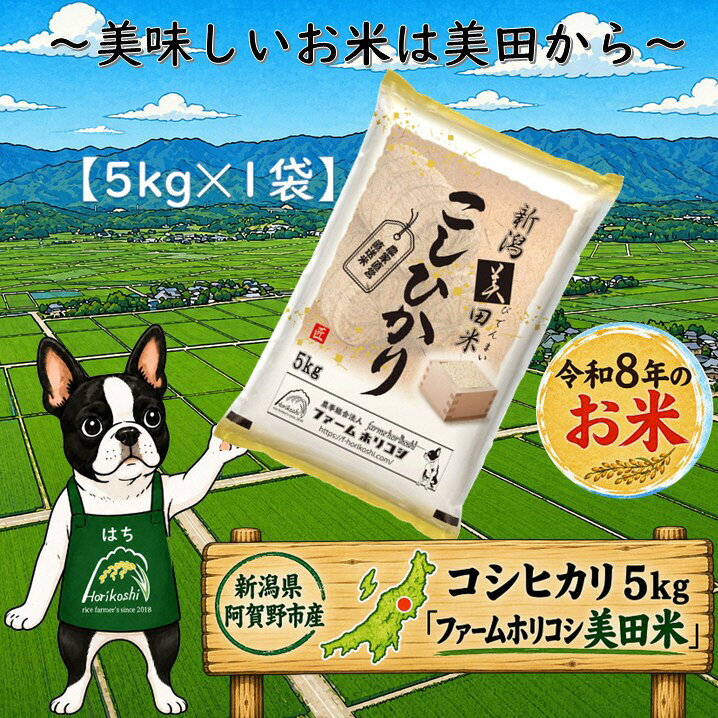 【ふるさと納税】【令和8年産新米予約】阿賀野市産 コシヒカリ 「ファームホリコシ美田米」 5kg 白米 精米 新潟県 米 こめ コメ 数量限定 1週間以内に発送可 9月下旬～10月上旬頃より発送開始予定