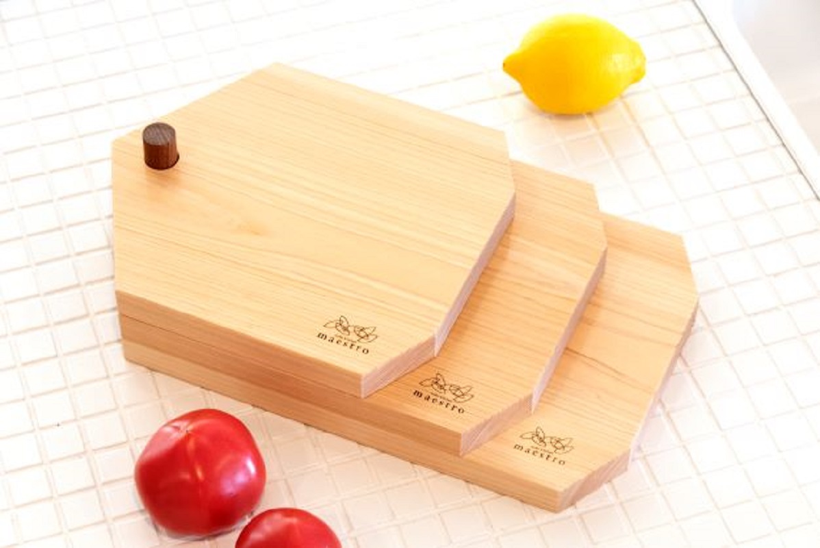 AA6028_紀州ヒノキ カンナ仕上げ まな板　カサネール【木製 ひのき 桧 檜 手作りカッティングボード】