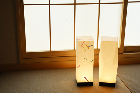 提灯 大竹和紙モデル 折鶴 すきこみ紙｜大竹 ちょうちん 和風 和室照明 ランプシェード ペーパーランタン 行灯 [2279]