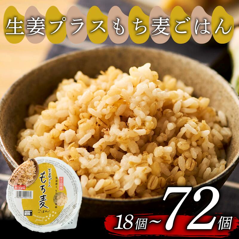 【ふるさと納税】 生姜プラスもち麦 ごはんパック 選べる 個数 160g 18個-72個 生姜 もち麦 米 ごはん ご飯 こめ パックライス パックご飯 パックごはん ご飯パック ごはんパック パック ライス 備蓄 防災 レンジ 温めるだけ 健康 ダイエット レトルト 国産 食物繊維 個包装