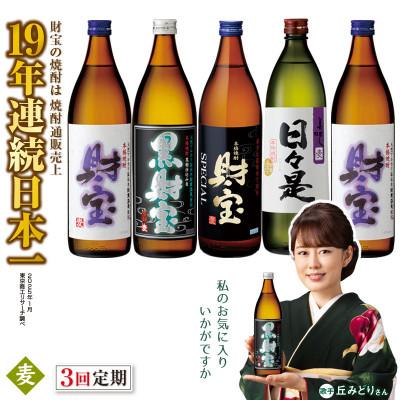 ふるさと納税 垂水市 【毎月定期便】麦焼酎 飲み比べ5合瓶4種5本(垂水市)全3回