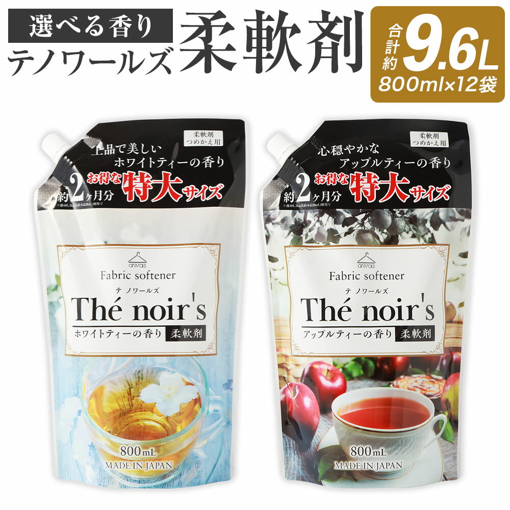 【ふるさと納税】テノワールズ柔軟剤 800ml×12袋 ホワイトティーのかおり/アップルティーのかおり 選べる香り 衣類用 洗剤 洗濯 洗濯用柔軟剤 柔軟剤 衣類用柔軟剤 液体 詰め替え つめかえ 九州 送料無料