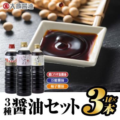 ふるさと納税 江津市 大亀醤油 3種(濃口うす塩醤油・万能醤油・柚子醤油)3本セット