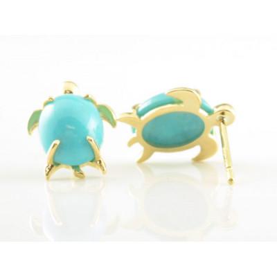 ふるさと納税 中央市 K18　ターコイズ　ホヌピアス　亀　イエローゴールド |  | 02